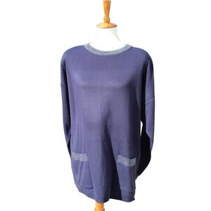 Blue and Silver Glitter Accent Top  Shoulder Pads Medium